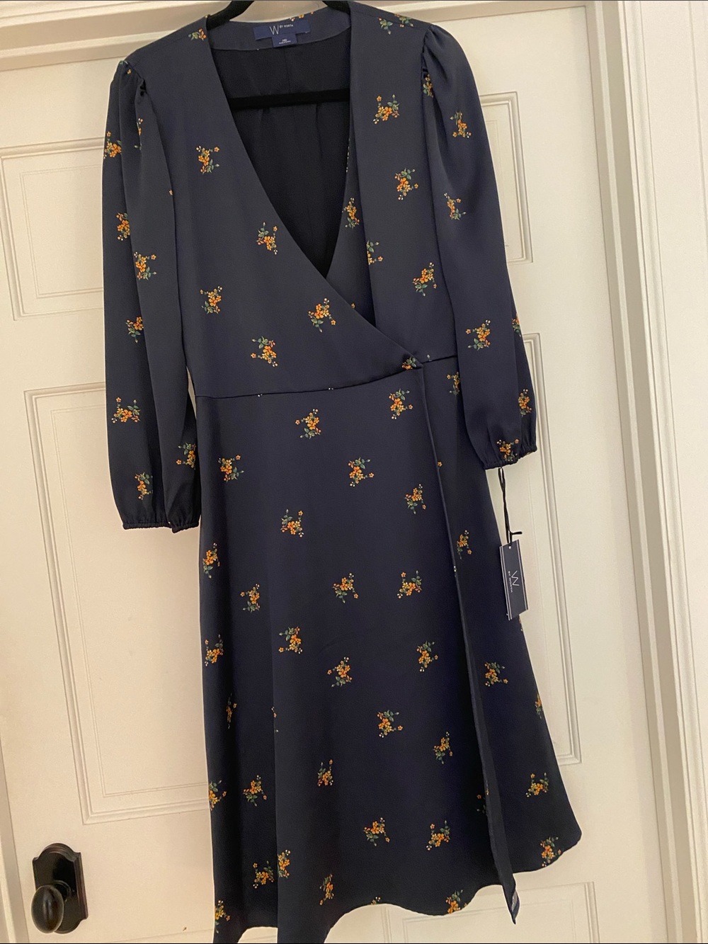 W by Worth Navy Floral Wrap Midi Dress